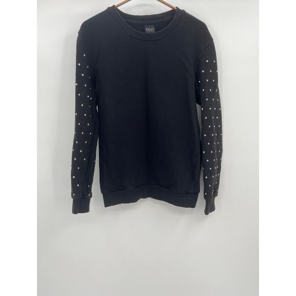 Zara Beat Collection Sweatshirt Sz Men's S Black Studded Crewneck - Picture 1 of 4